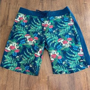 The North Face Class V Ripstop Boardshorts SZ M Mushrooms & Insects